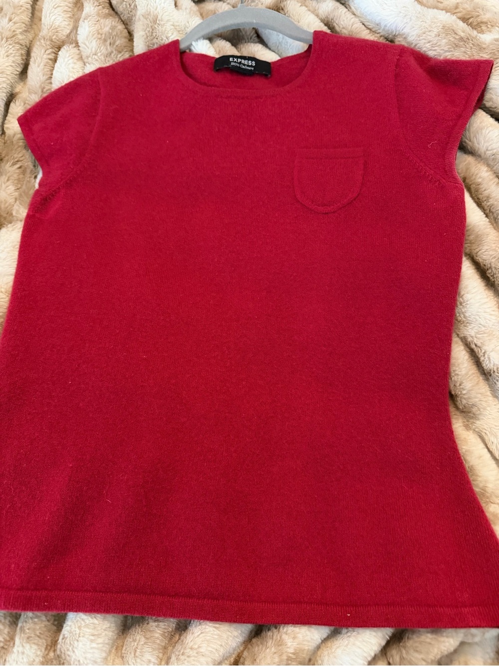 Express Kids Red Short Sleeve Sweater with Chest Pocket